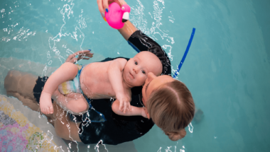 Individual baby swimming 
